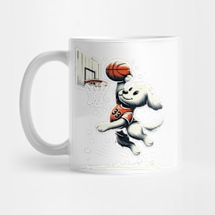 funny dog basketball slam dunked Mug